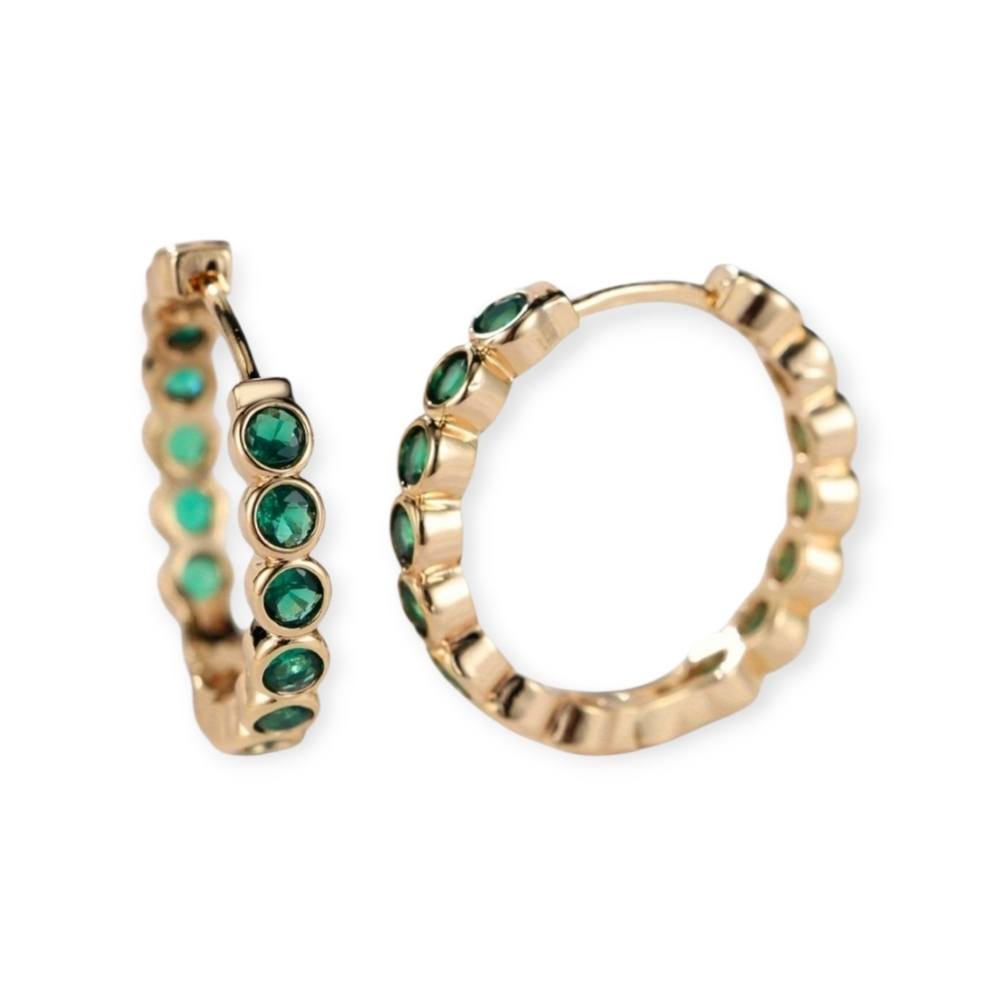 Elegant Gold and Green Hoop Earrings